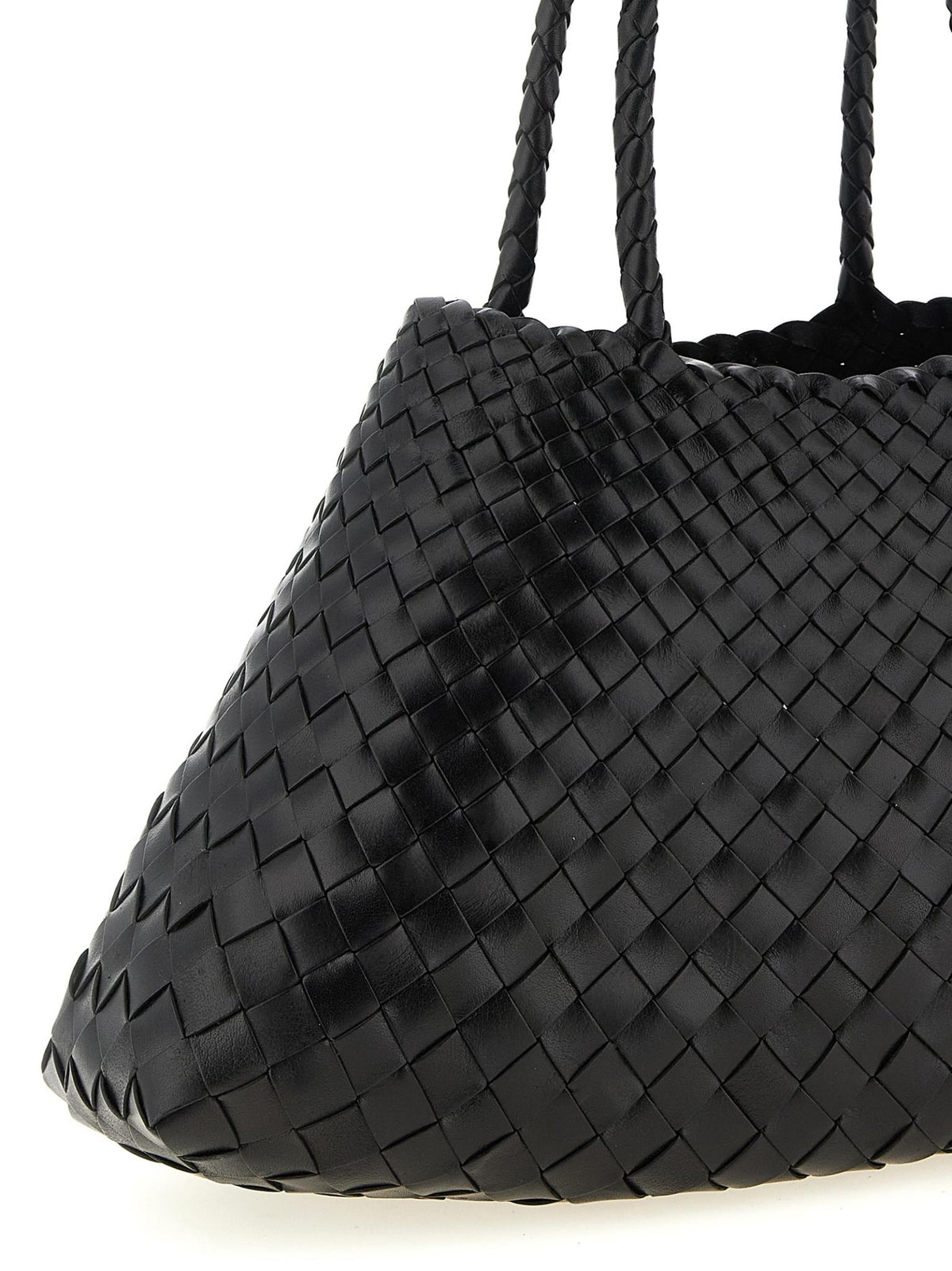 Dragon Diffusion Woven Leather Shoulder Bag Black