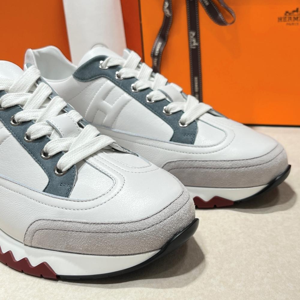 HERMES Trail Sneakers Calfskin White Multi-Color Low-Top Men’s