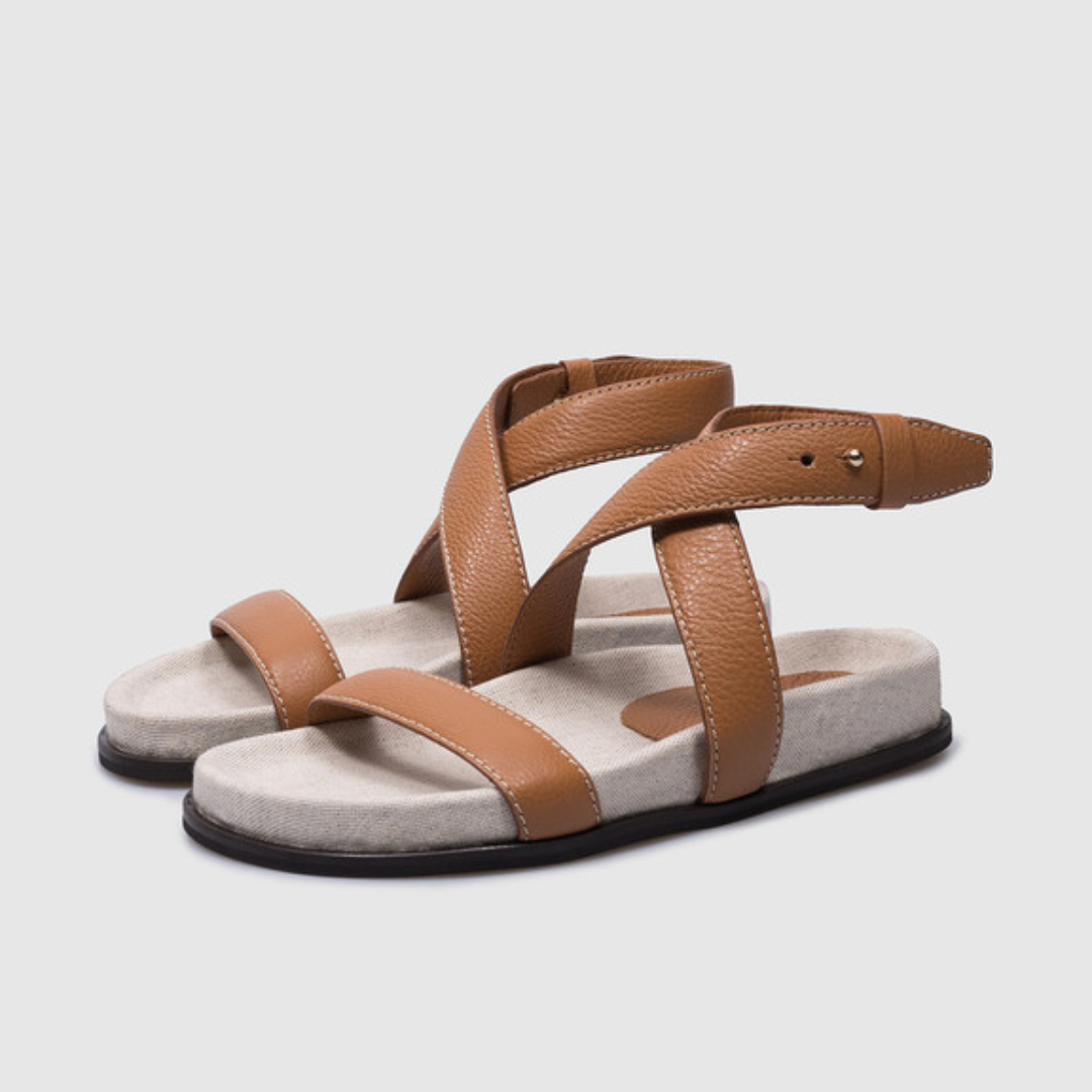 Toteme Brown Leather Chunky Woven Strap Sandals Women 242WAS2047 LE0031