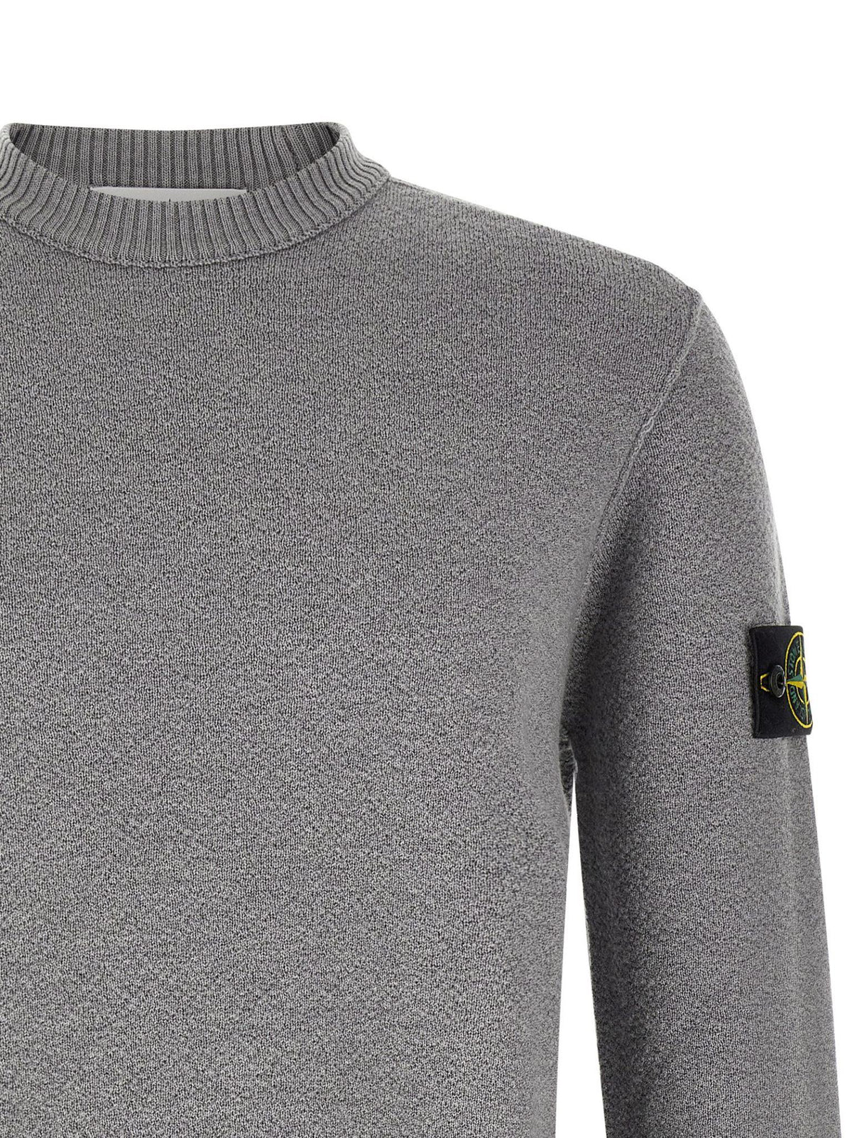 STONE ISLAND Wool Round Neck Knit Sweater Navy Men