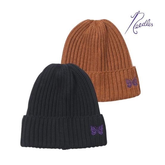 NEEDLES Merino Wool Watch Cap Beanie Black Orange PU063