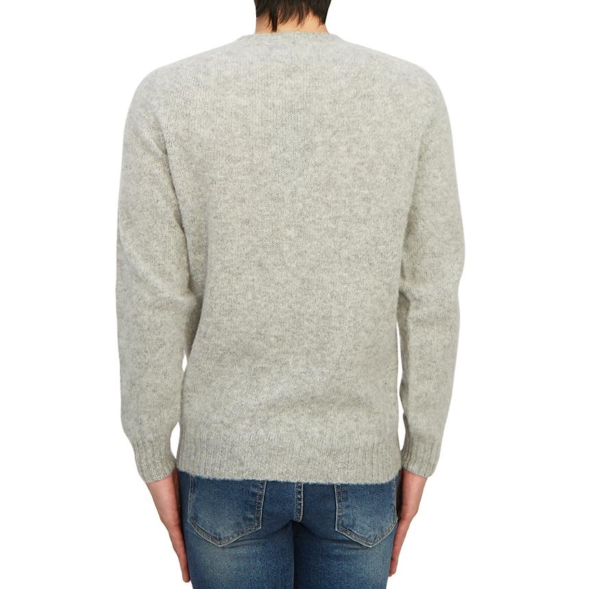 Harley OF SCOTLAND Shaggy Dog Silver Crewneck Wool Sweater Men