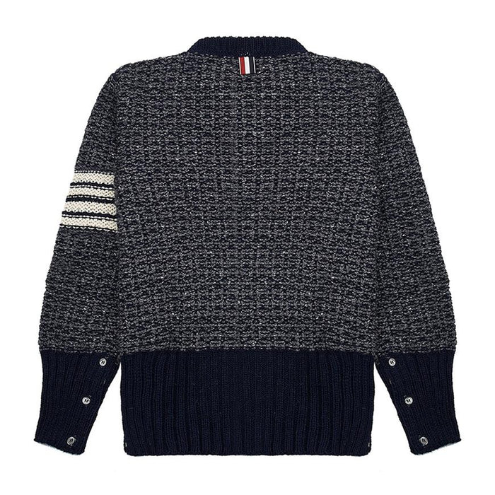 THOM BROWNE Mohair Tweed Diagonal Stripe Classic Crewneck Sweater