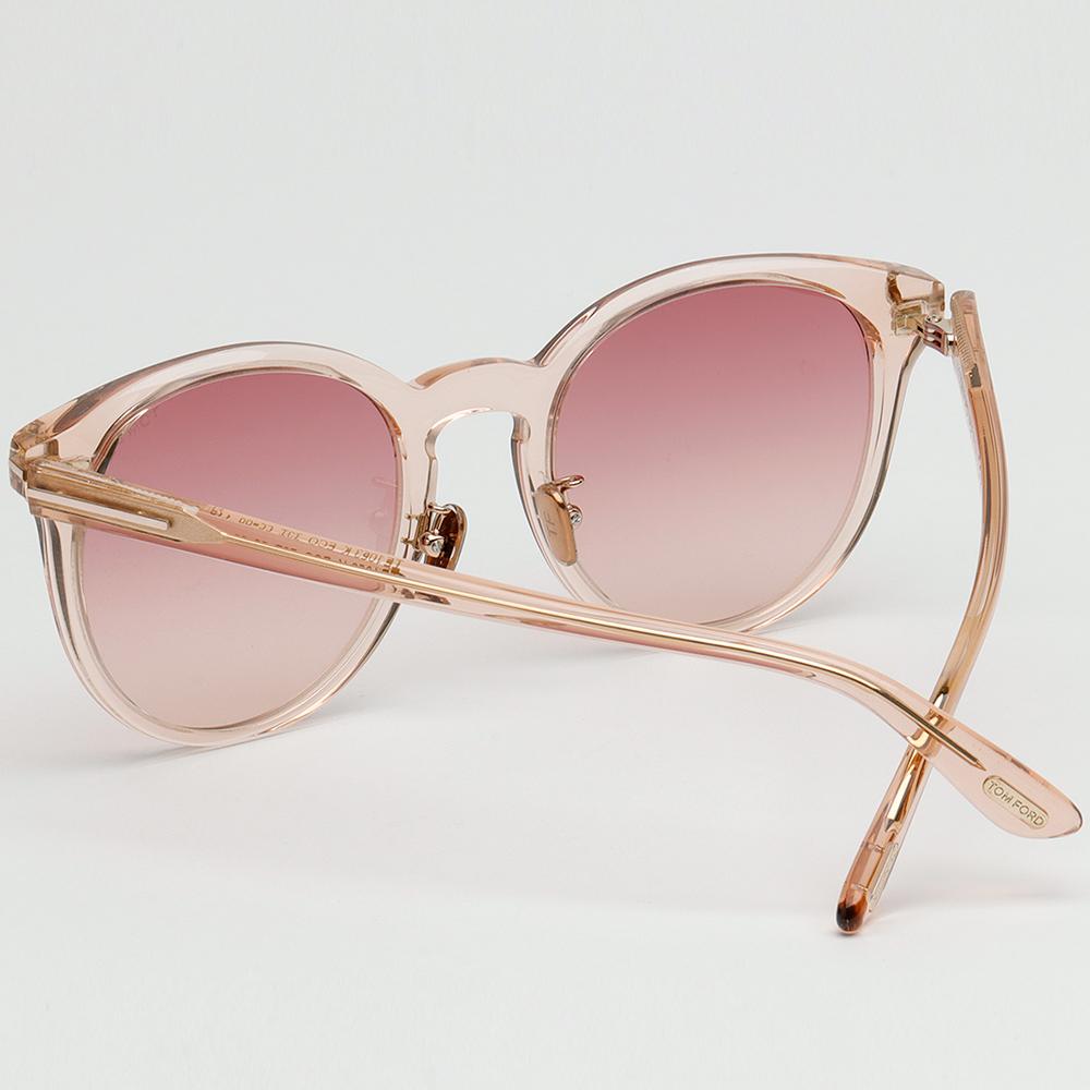 TOM FORD Pink Transparent Acetate Oversized Asian Fit Sunglasses TF1052K 72T