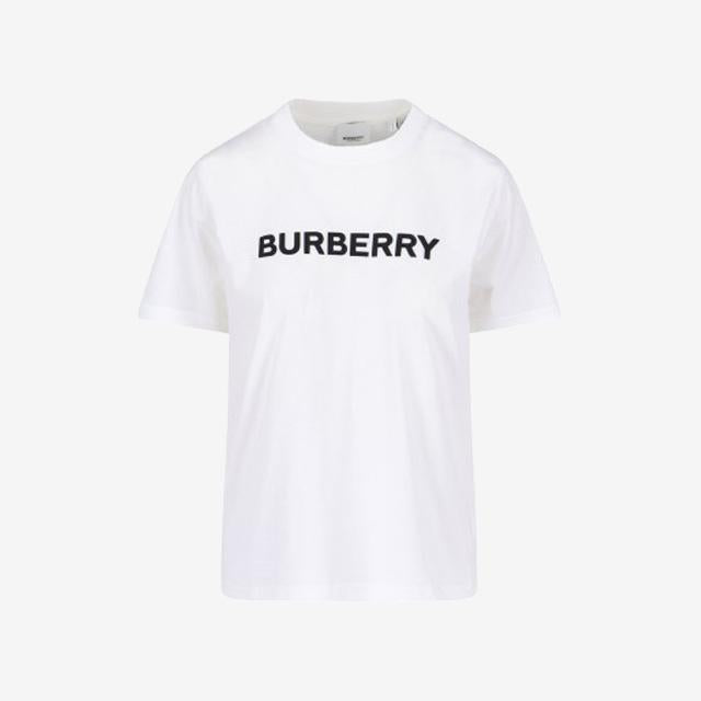 BURBERRY Logo Print Short Sleeve T-Shirt White Women