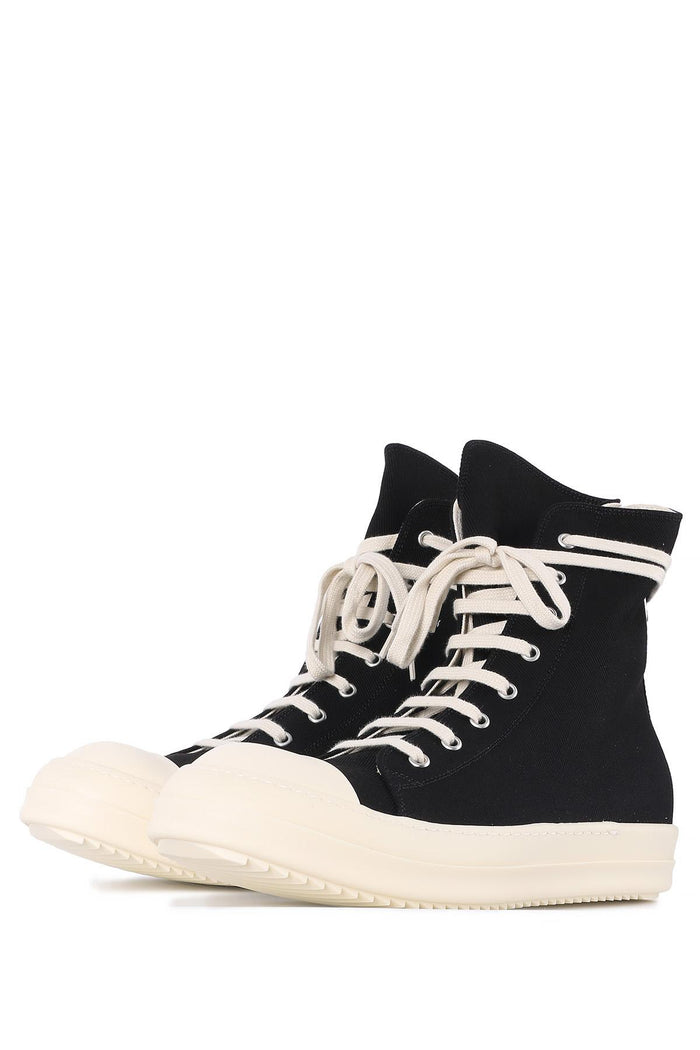 Rick Owens DRKSHDW Eyelet Black Milk High-Top Sneakers