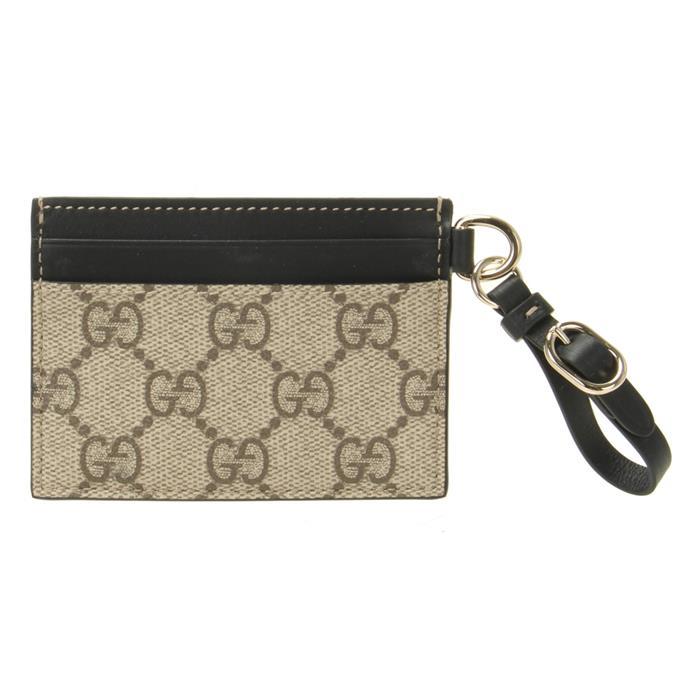 GUCCI GG Emblem Strap Card Case Wallet Ivory Leather