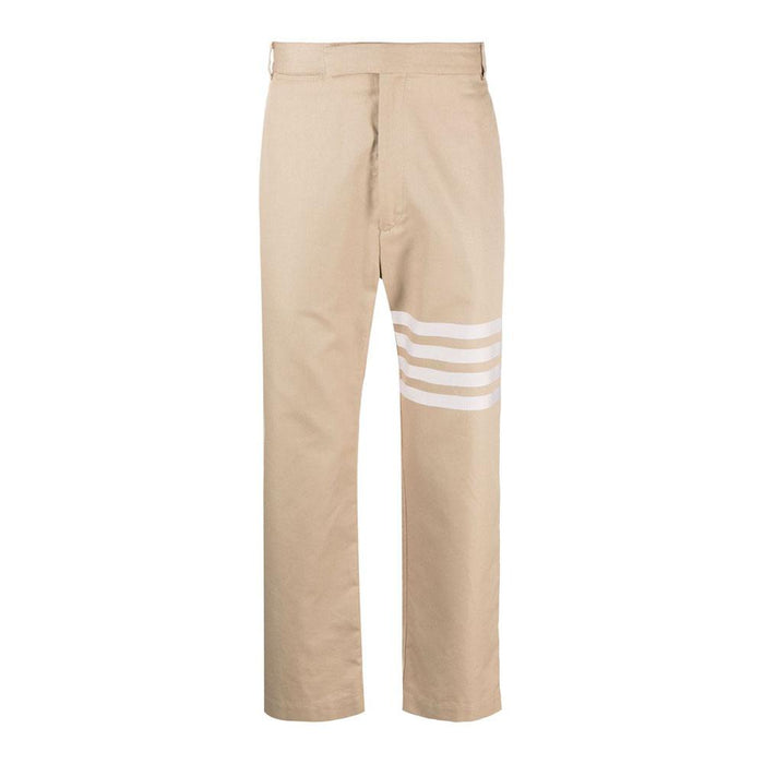 THOM BROWNE 4-Bar Straight Pants Beige Classic Trousers Men