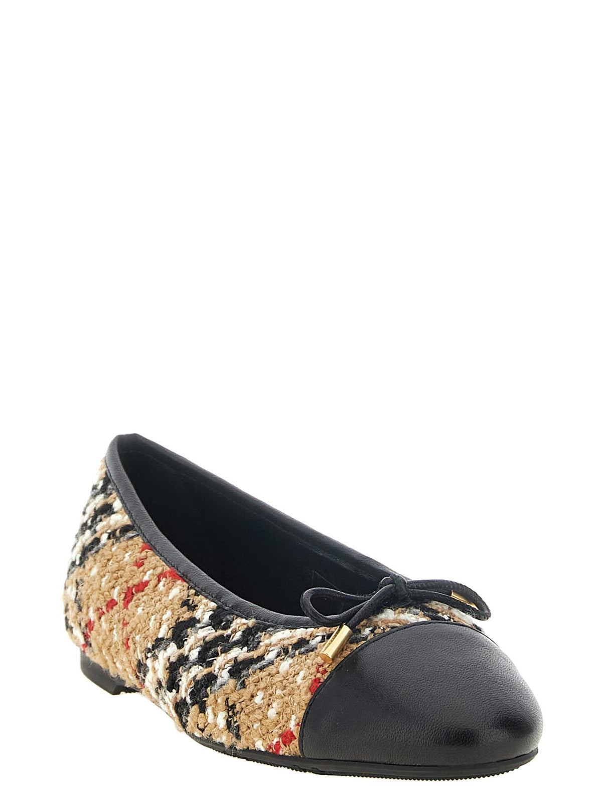 BURBERRY Beige Check Canvas Flat Shoes