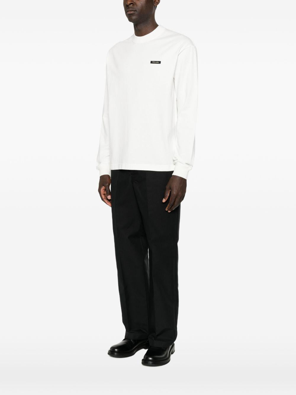 PRADA Black Wool Crewneck Knit Sweater for Men