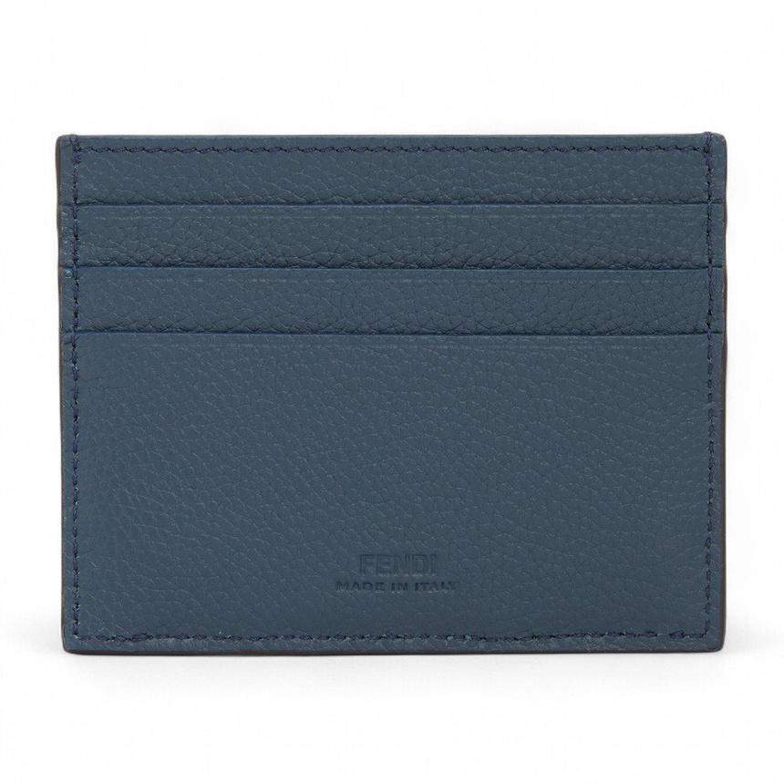 FENDI Blue Calfskin Bifold Cardholder Wallet for Men