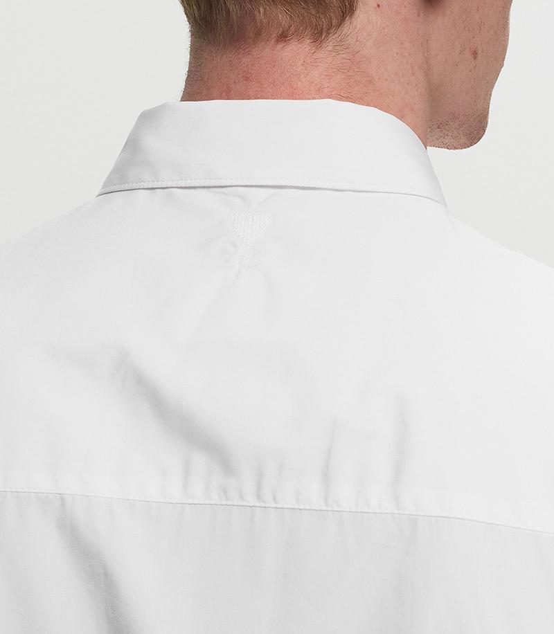 AMI Men's Tonal Heart Logo Long Sleeve Shirt White USH150 CO0045 100