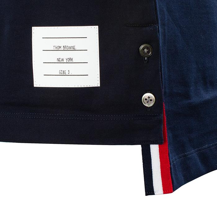 THOM BROWNE Ringer Cotton Tricolor Stripe Short Sleeve T-Shirt