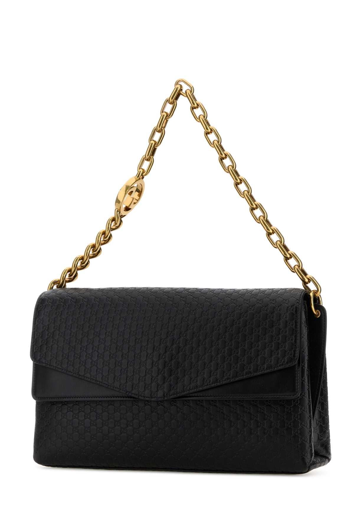 GUCCI Black Leather Shoulder Bag