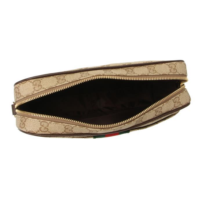 GUCCI Web Small Crossbody Bag Black GG Canvas Leather Trim