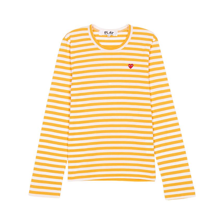 Comme des Garcons Mini Red Heart Stripe Long Sleeve T-Shirt Unisex AZ T217 051 2
