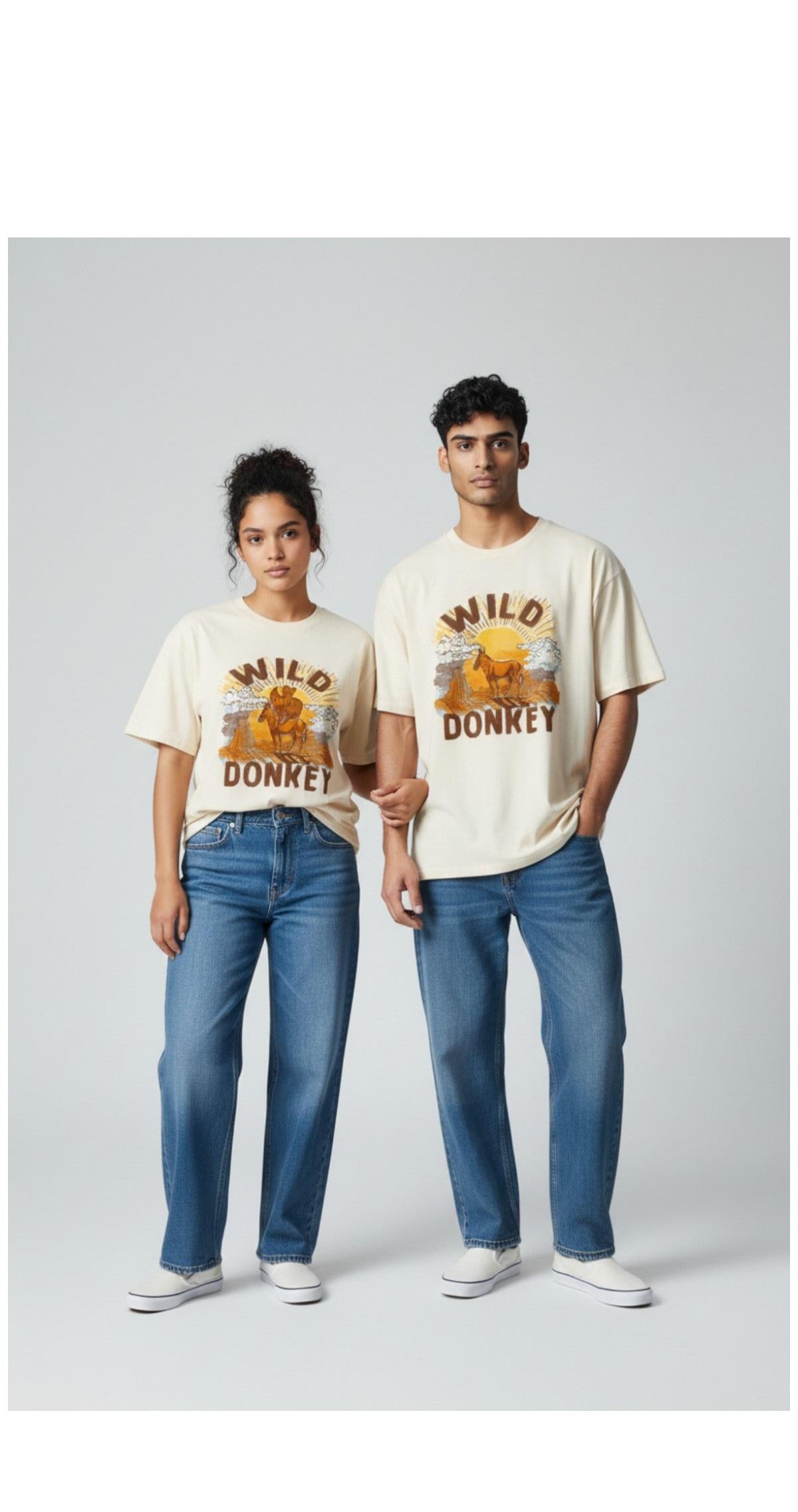 Wild Donkey Sunset Donkey Graphic Short Sleeve T-Shirt TEA