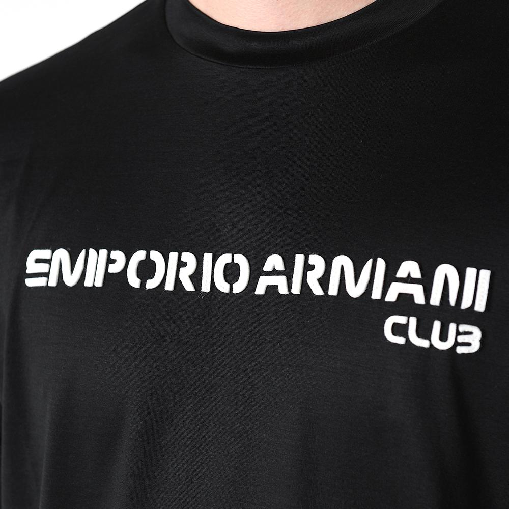 Emporio Armani Embossed Logo Lyocell-Cotton Short Sleeve T-Shirt Black