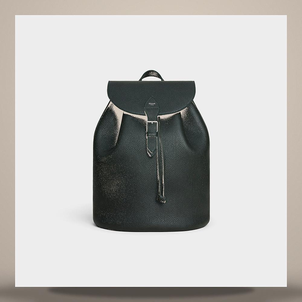 CELINE Night Green Grained Calfskin Large Folco Backpack Crossbod 122663GT7 31NG
