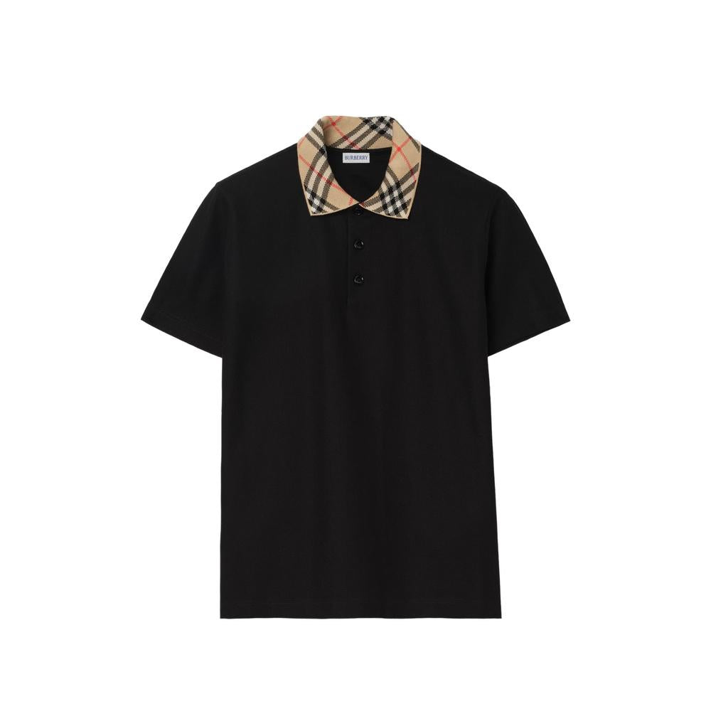BURBERRY Black Cotton Short Sleeve Polo Shirt for Men