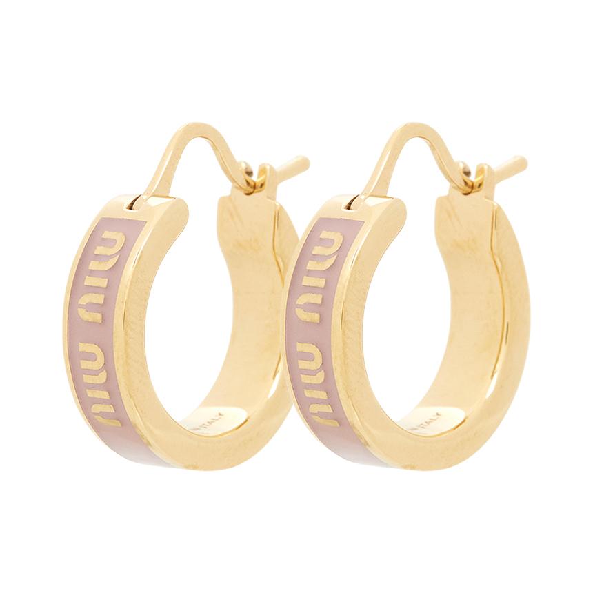 Miu Miu Silver-Tone Crystal Logo Stud Earrings