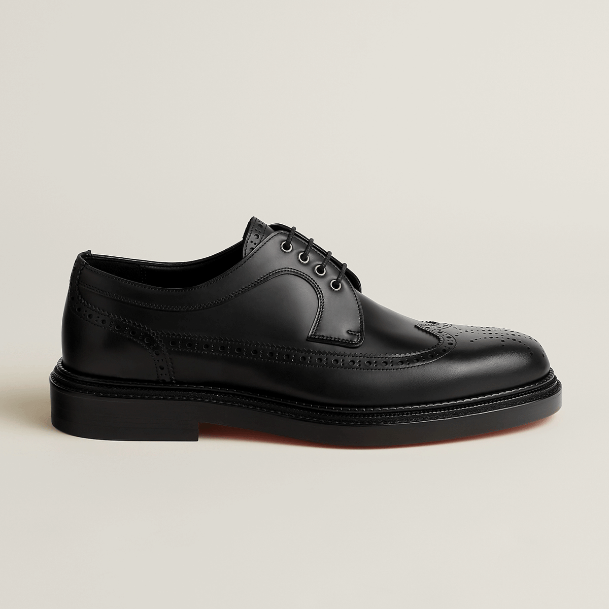 HERMES Men’s Lawson Derby Loafers Black Leather Shoes