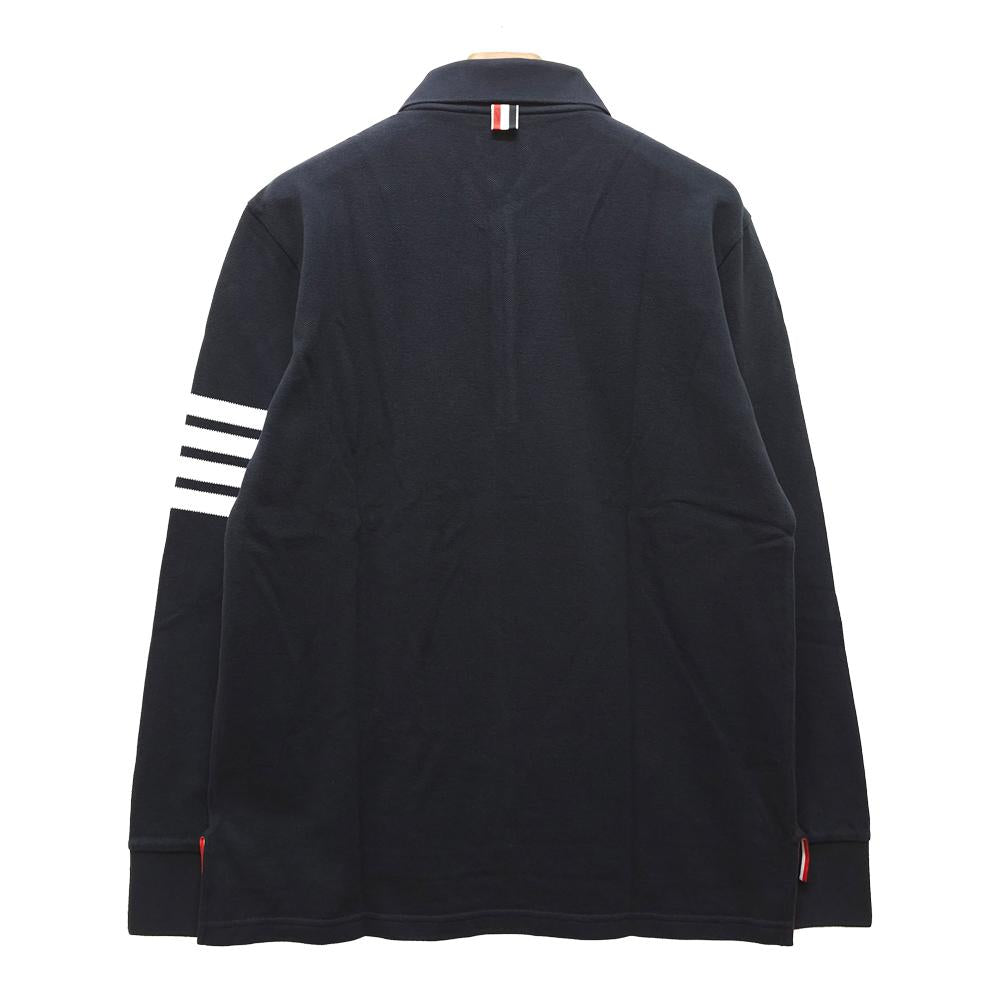 THOM BROWNE Diagonal Stripe Pique Long Sleeve Polo Shirt