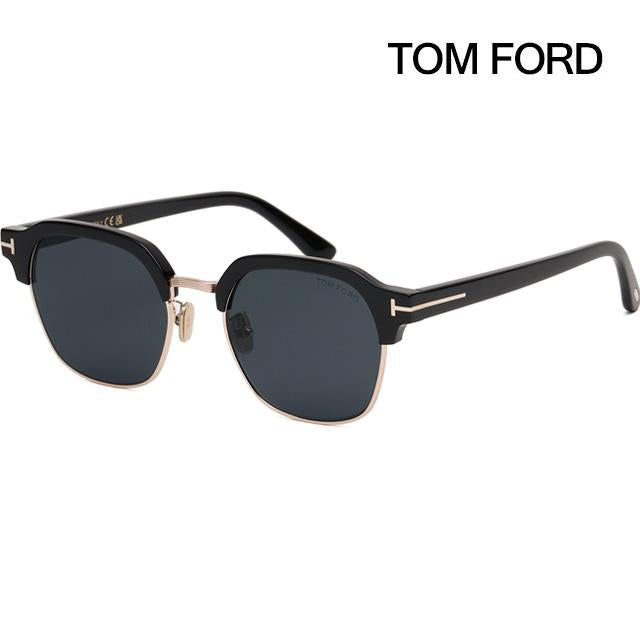 TOM FORD Black Gold Half-Rim Square Sunglasses Asian Fit TF1166K 01A