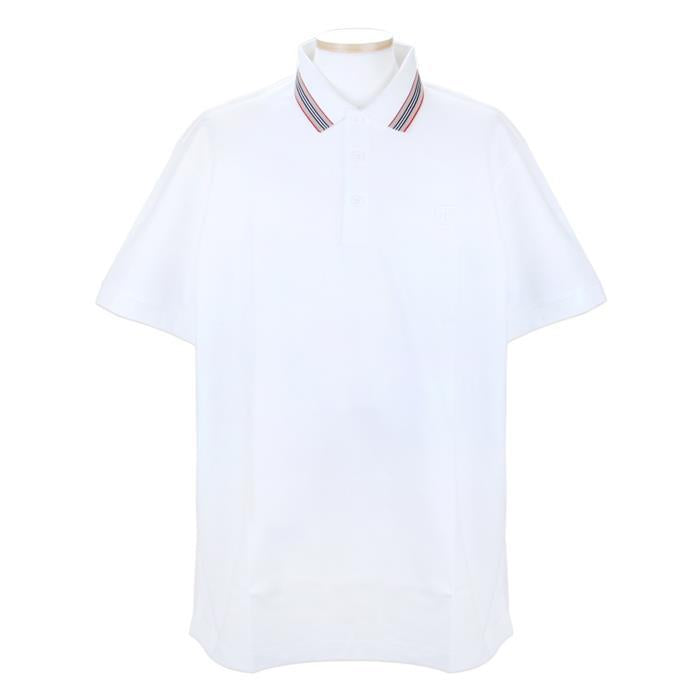 BURBERRY Stripe Collar Cotton Piqué Polo Shirt