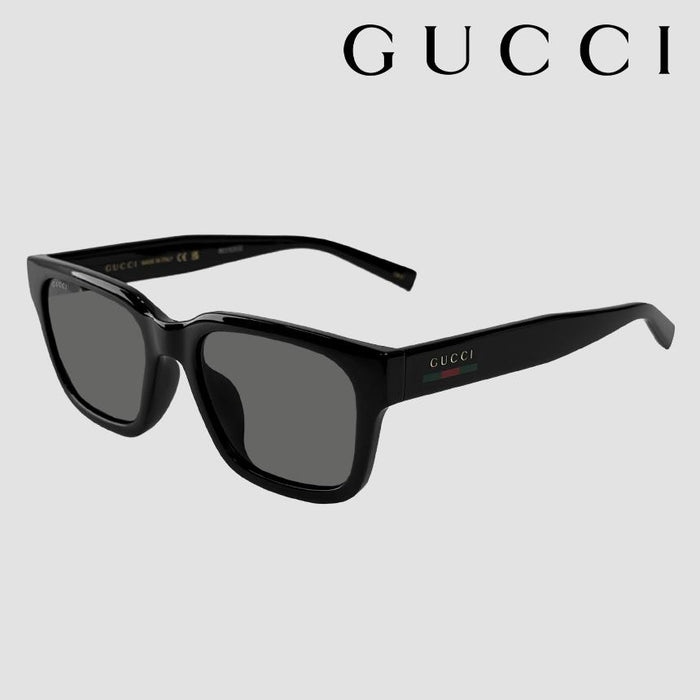 GUCCI Unisex Black Acetate Square Sunglasses Asian Fit