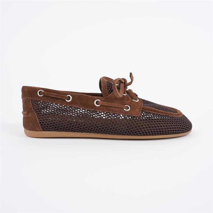 Miu Miu Mesh Suede Deck Flat Shoes