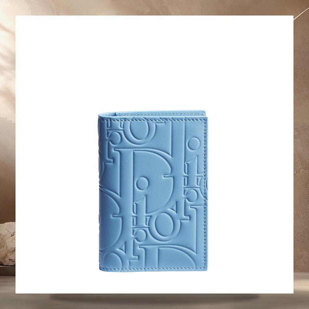 DIOR Light Blue Gravity Smooth Leather Bifold Card Holder 2ESCH207GVMH522