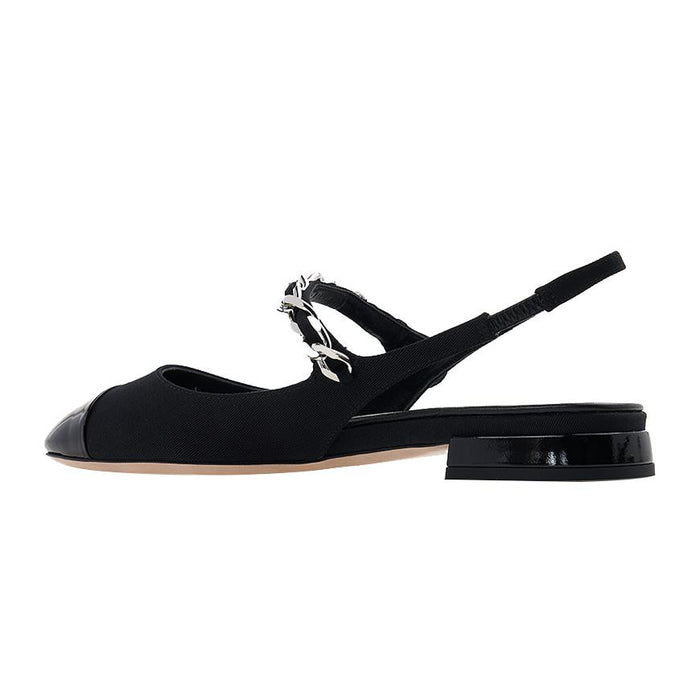 Miu Miu Velvet and Patent Leather Slingback Flats
