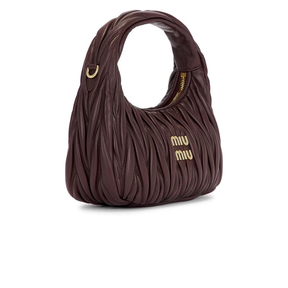 Miu Miu Wander Matelassé Leather Hobo Tote Bag Black