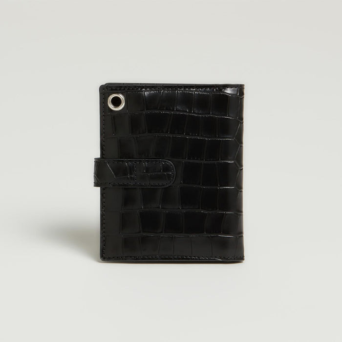 MOIETOII Croc Embossed Leather Card Holder Unisex Black