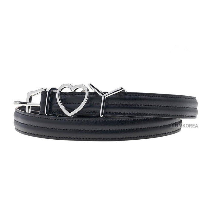 Y PROJECT Black Silver Y Love Buckle Leather Belt