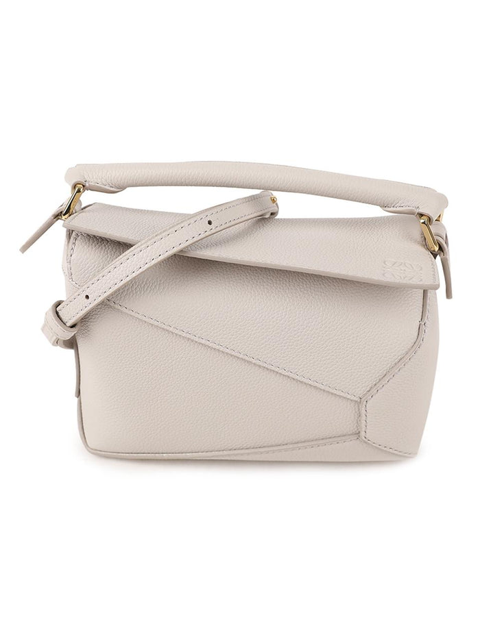 LOEWE Mini Puzzle Edge Leather Shoulder Bag Cream A510 P88X60