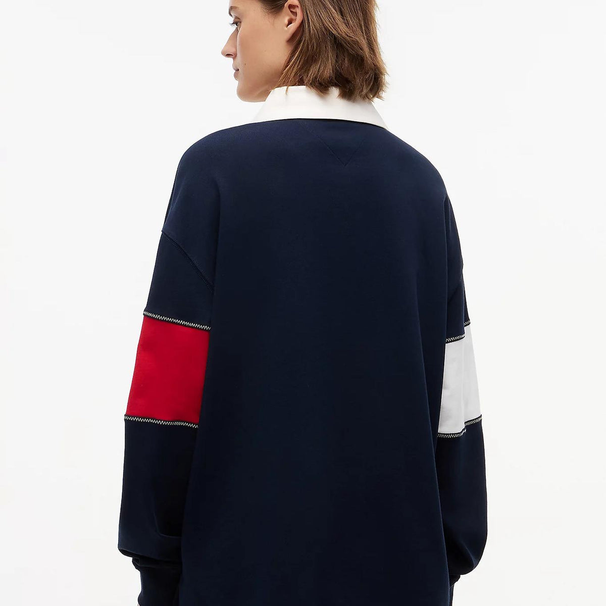 TOMMY HILFIGER Women’s Oversized Flag Rugby Long Sleeve Polo Shirt