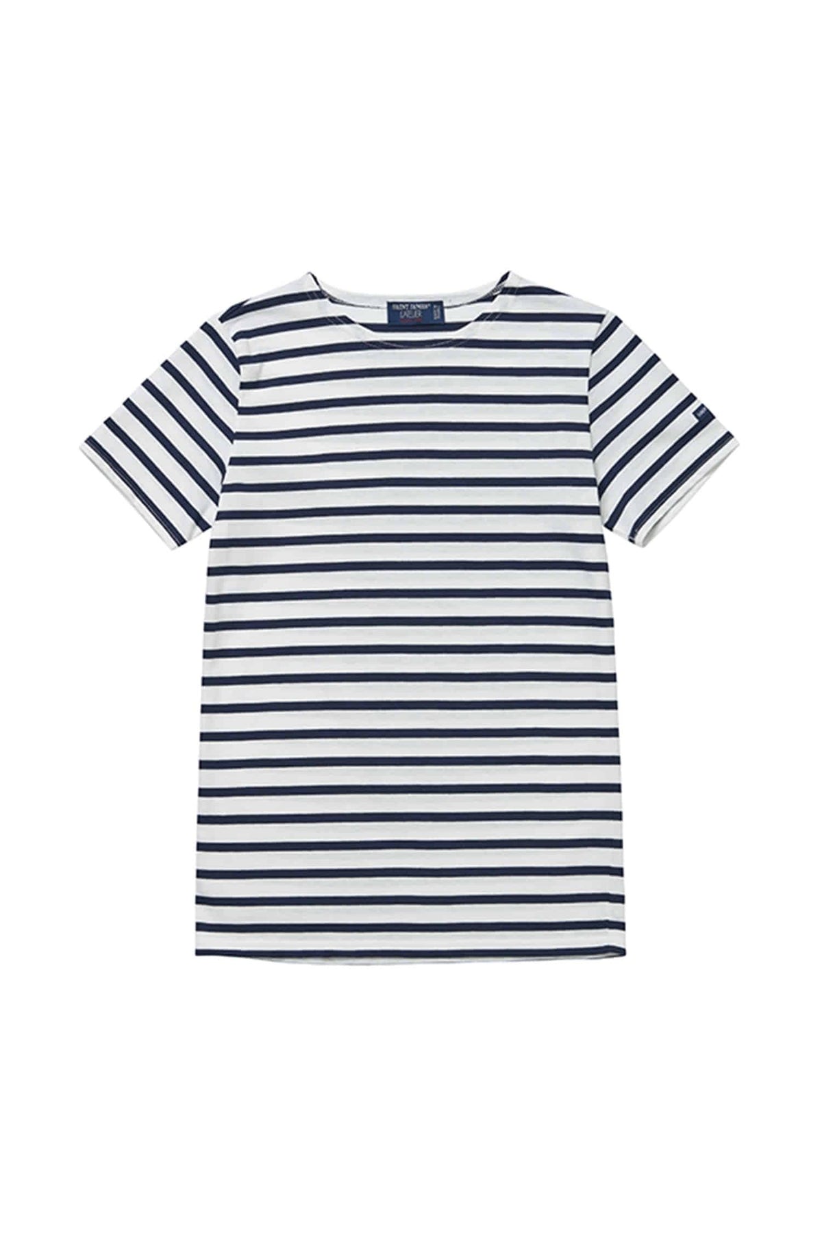 Saint James Kids Short Sleeve T-Shirt White/Navy Striped