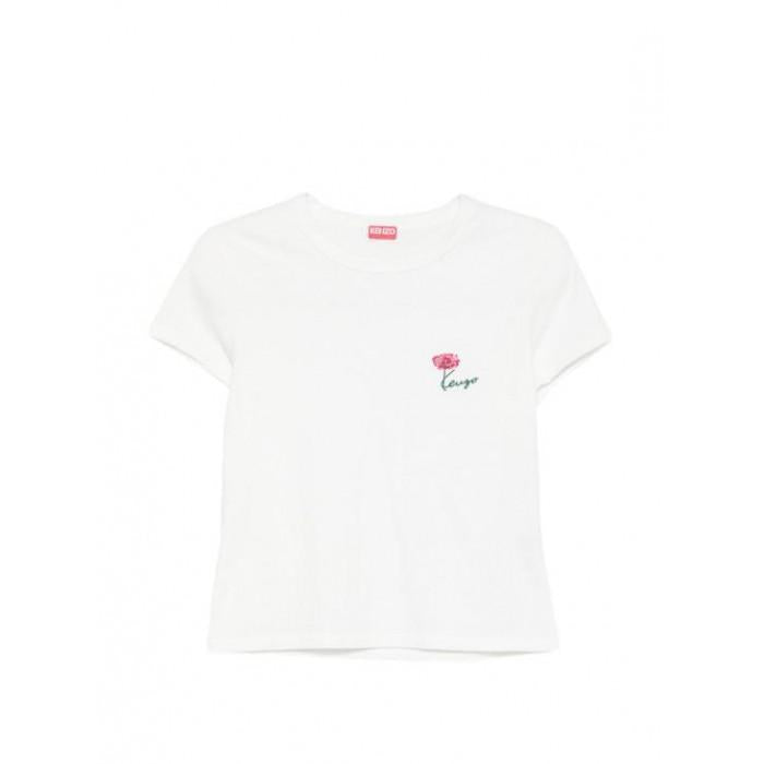 KENZO Women's Tulip Embroidered Cotton T-Shirt FG6 2TS271 4SG 02