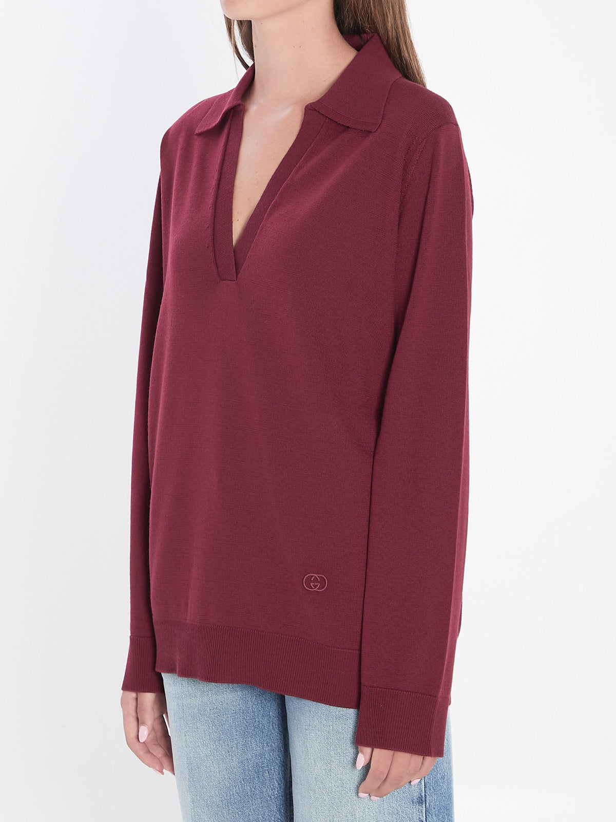 GUCCI Red Logo Long Sleeve Sweatshirt