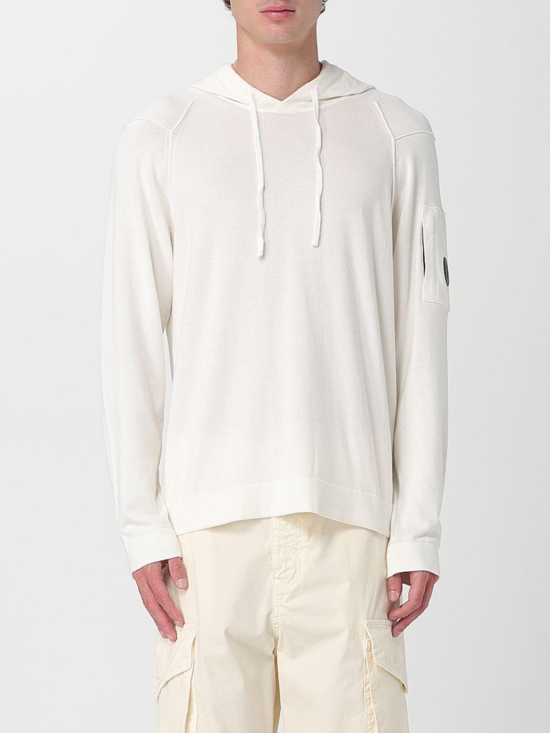 CP Company Cotton Knit Hoodie White Men's Pullover