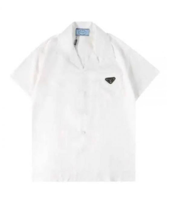 PRADA Triangle Logo Cotton Short Sleeve Shirt P476G S232 13QA F0009