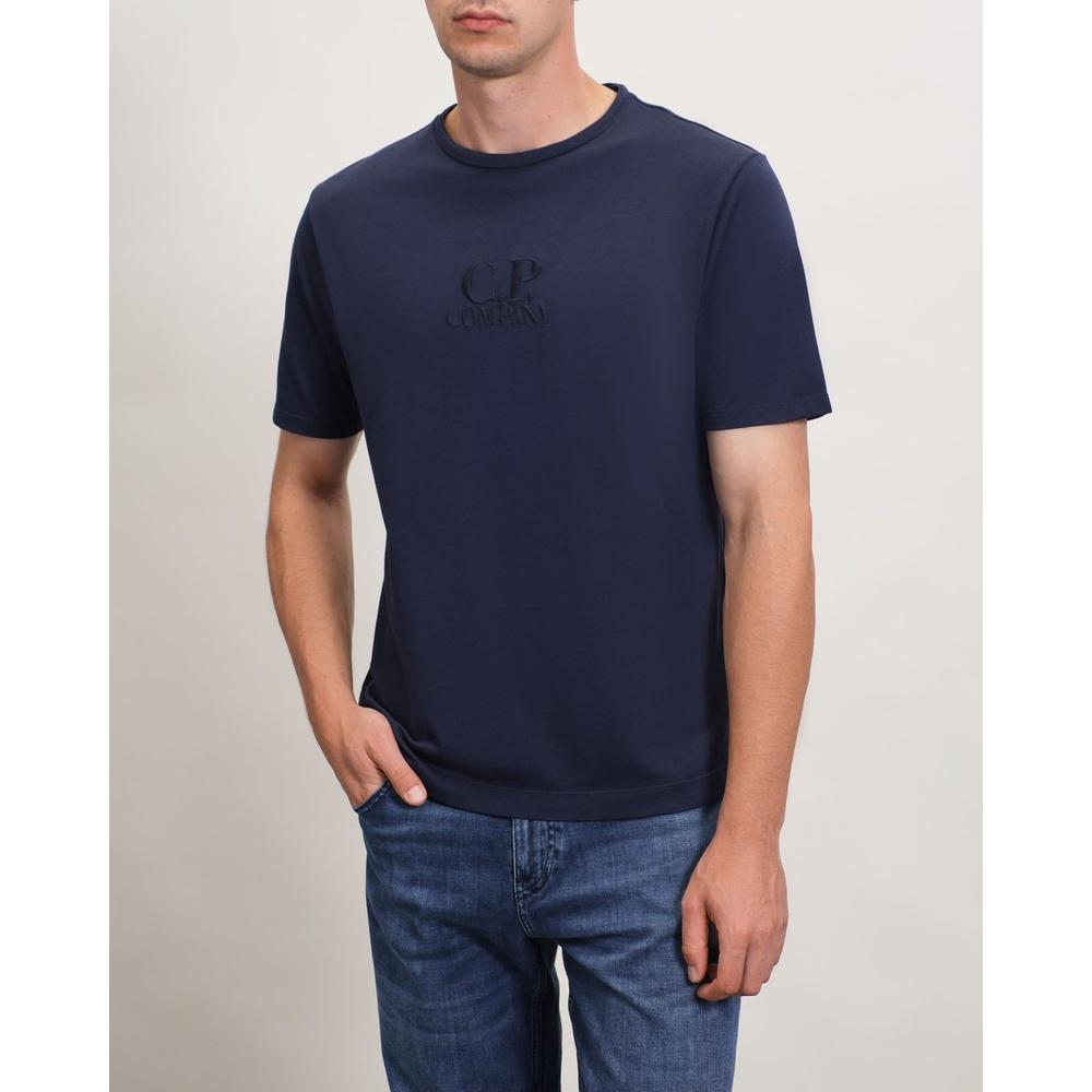CP Company Logo Embroidered Men's Short Sleeve T-Shirt Navy Cotton