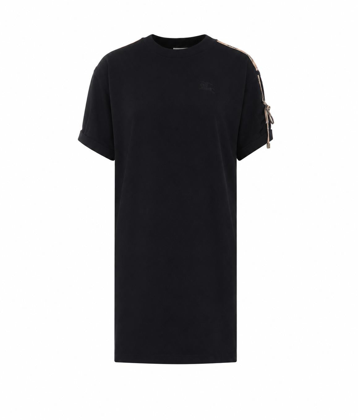BURBERRY Short Sleeve Cotton T-Shirt Dress Black Women