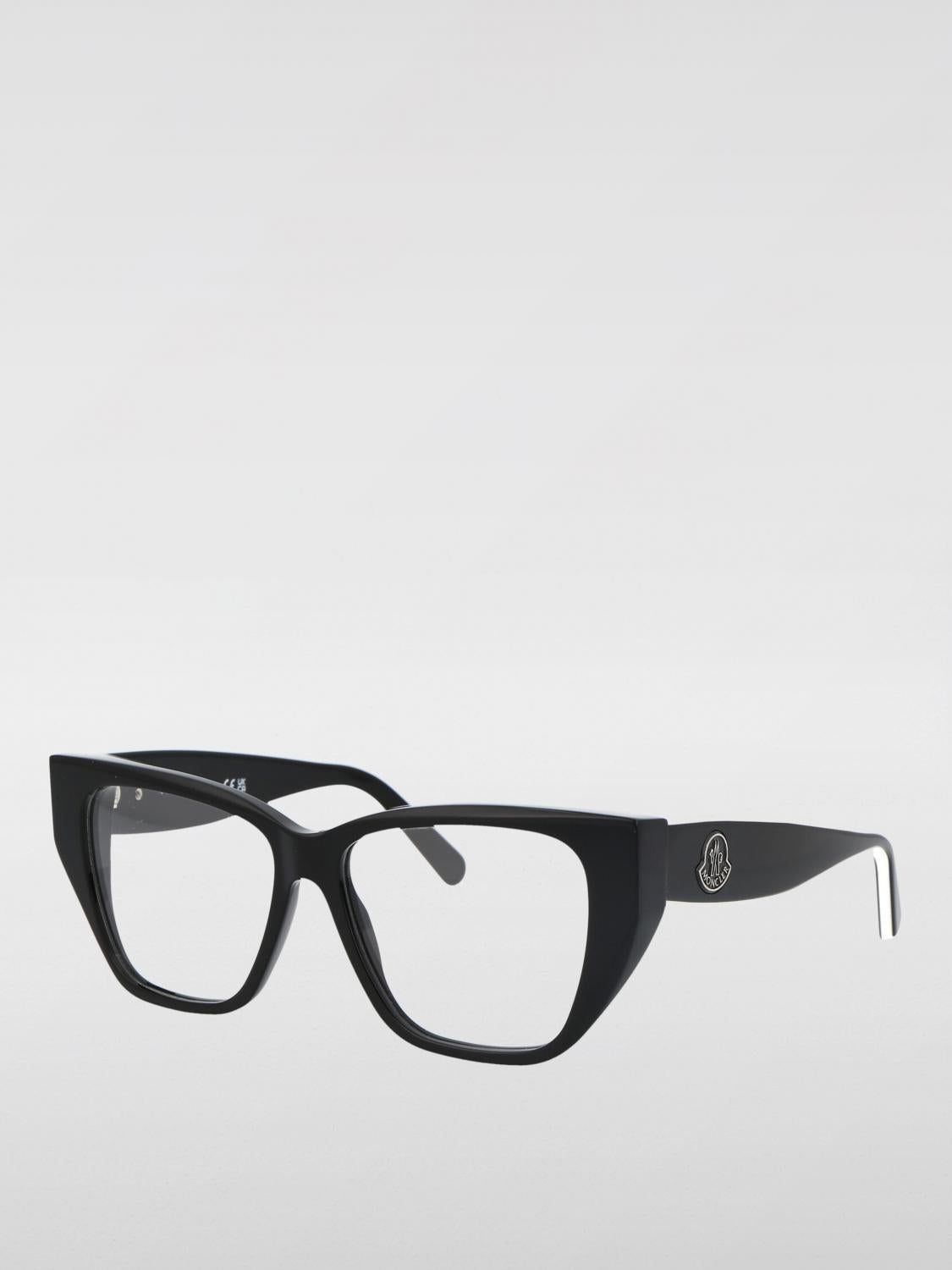 Moncler Black Acetate Round Eyeglasses