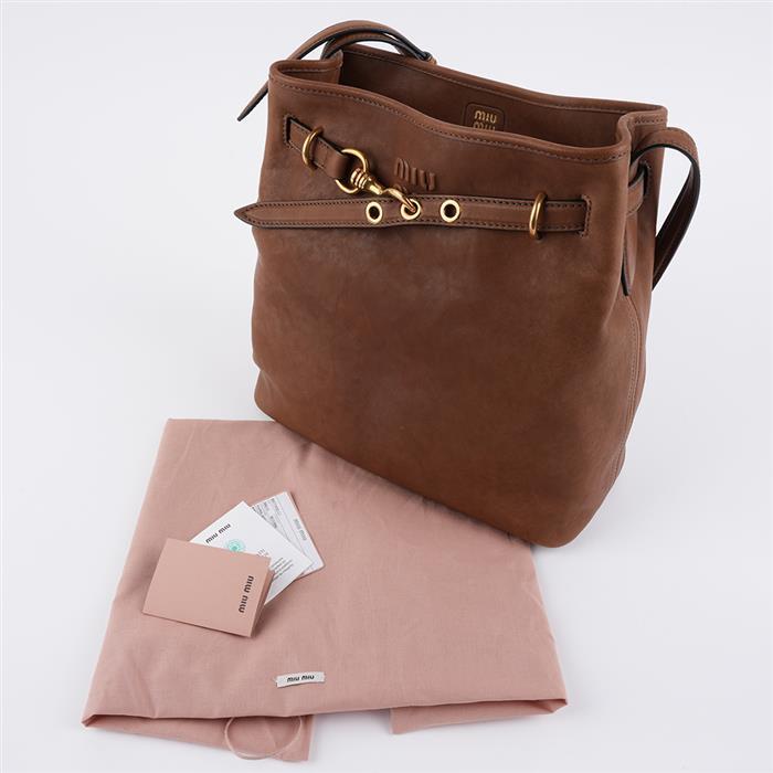 Miu Miu Nappa Leather Avantageur Bucket Tote Bag F0316