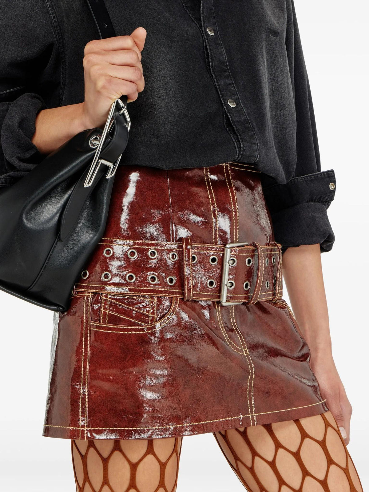 DIESEL Black Mini Skirt Women’s Cotton Blend Casual Skirt