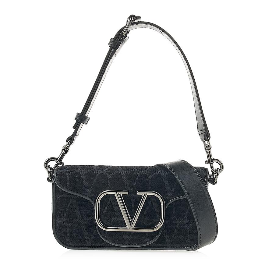 VALENTINO Garavani Toile Iconography Shoulder Bag Black Unisex Crossbody