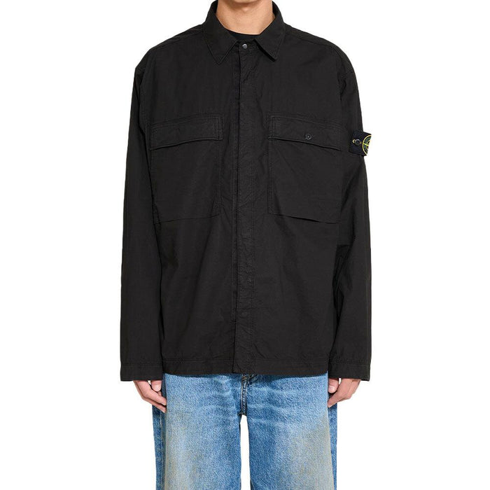 STONE ISLAND Cotton Tela Overshirt Jacket Black 1200015